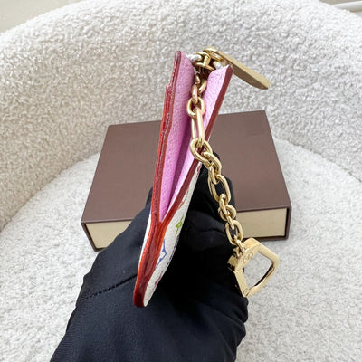 LV Murakami Card Holder / Key Pouch in White Multicolor Canvas and GHW