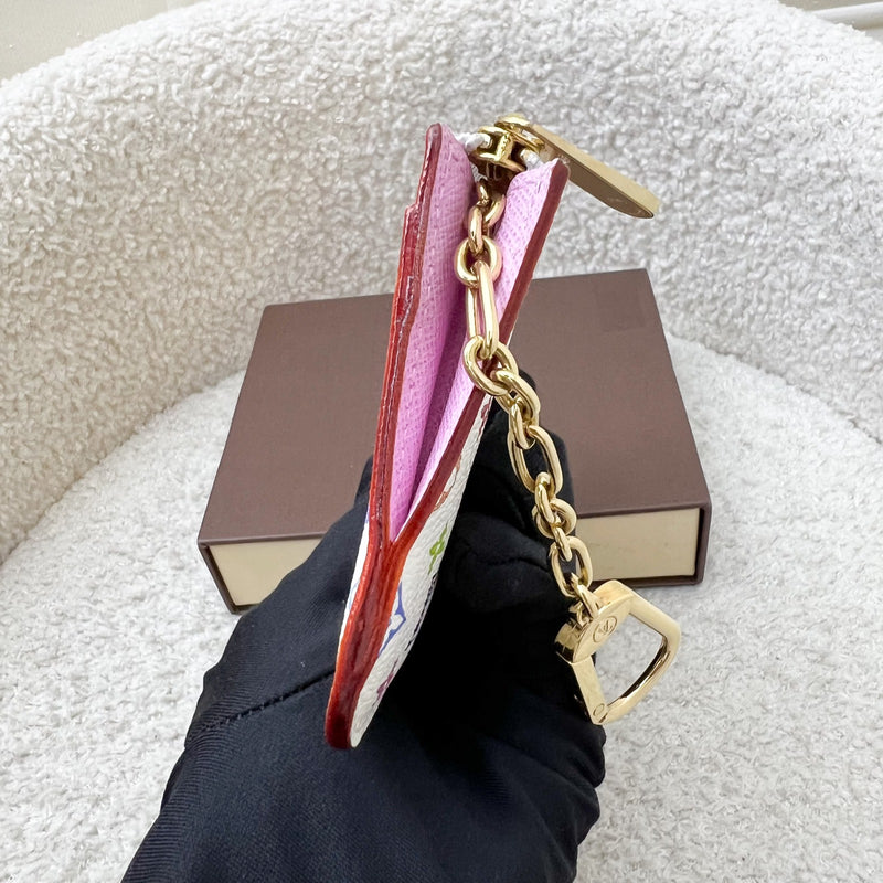 LV Murakami Card Holder / Key Pouch in White Multicolor Canvas and GHW