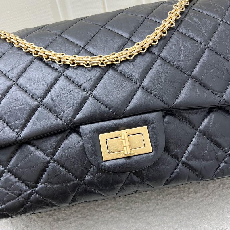 Chanel 2.55 Reissue 227 Flap in Black Distressed Calfskin and GHW