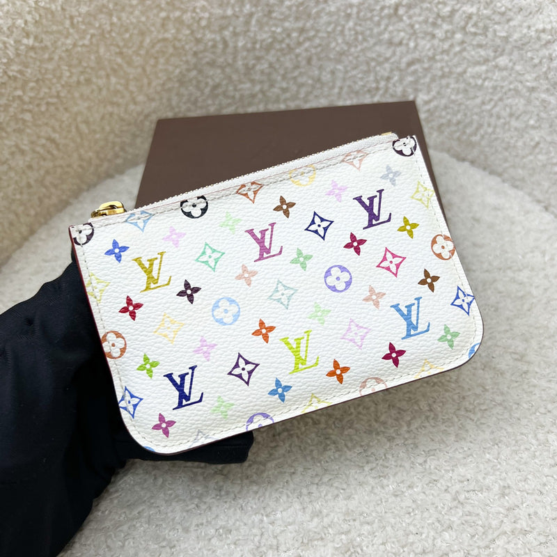 LV Murakami Card Holder / Key Pouch in White Multicolor Canvas and GHW
