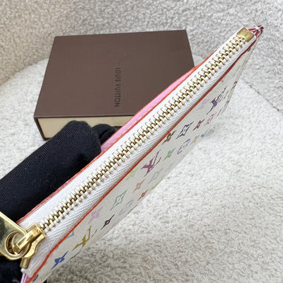 LV Murakami Card Holder / Key Pouch in White Multicolor Canvas and GHW