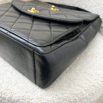 Chanel Vintage Double Pocket Shoulder Bag in Black Lambskin and 24K GHW