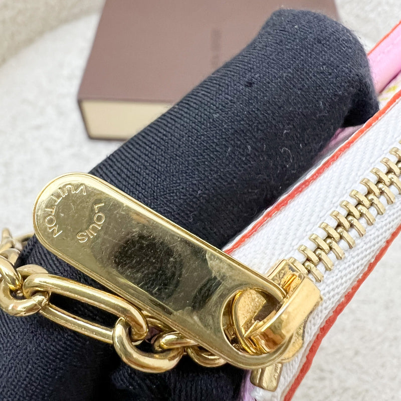 LV Murakami Card Holder / Key Pouch in White Multicolor Canvas and GHW