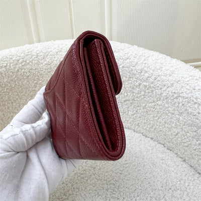 Chanel Classic XL Card Holder in Burgundy Red Caviar LGHW