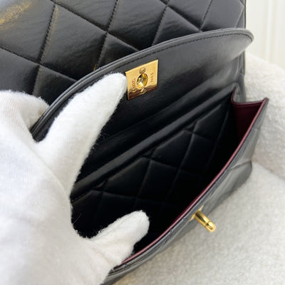 Chanel Vintage Double Pocket Shoulder Bag in Black Lambskin and 24K GHW