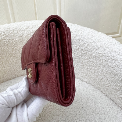 Chanel Classic XL Card Holder in Burgundy Red Caviar LGHW