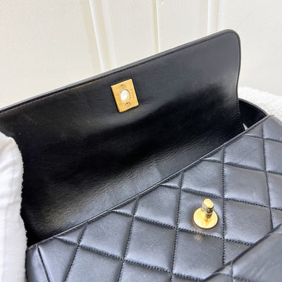 Chanel Vintage Double Pocket Shoulder Bag in Black Lambskin and 24K GHW