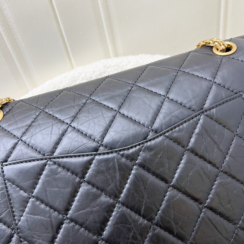 Chanel 2.55 Reissue 227 Flap in Black Distressed Calfskin and GHW