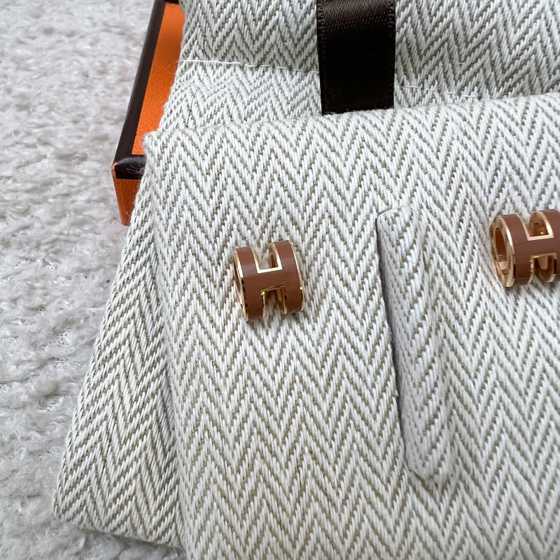 Hermes Mini Pop H Earrings in Gold Enamel and GHW