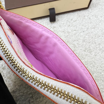 LV Murakami Card Holder / Key Pouch in White Multicolor Canvas and GHW