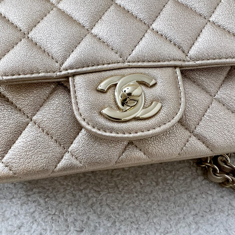 Chanel Classic Square Mini Flap in 21P Gold Lambskin and LGHW