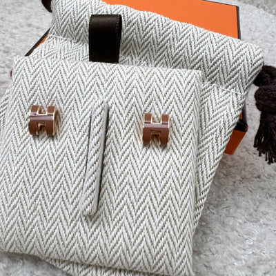 Hermes Mini Pop H Earrings in Gold Enamel and GHW