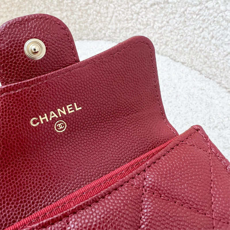 Chanel Classic XL Card Holder in Burgundy Red Caviar LGHW