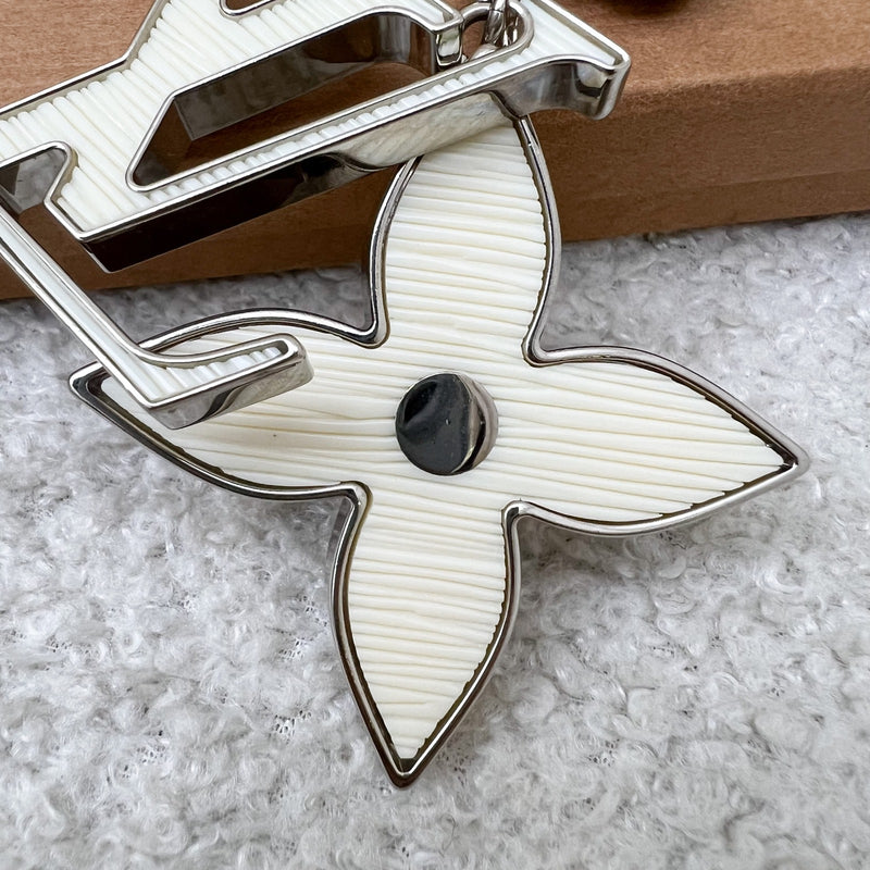 LV Fleur De Epi Bag Charm in White and SHW