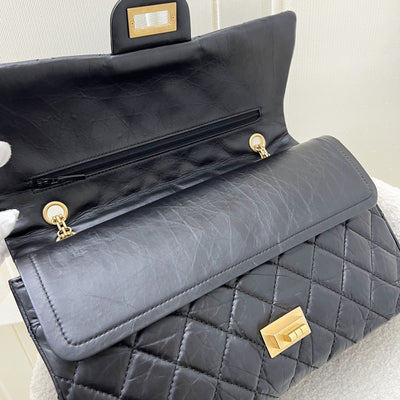 Chanel 2.55 Reissue 227 Flap in Black Distressed Calfskin and GHW