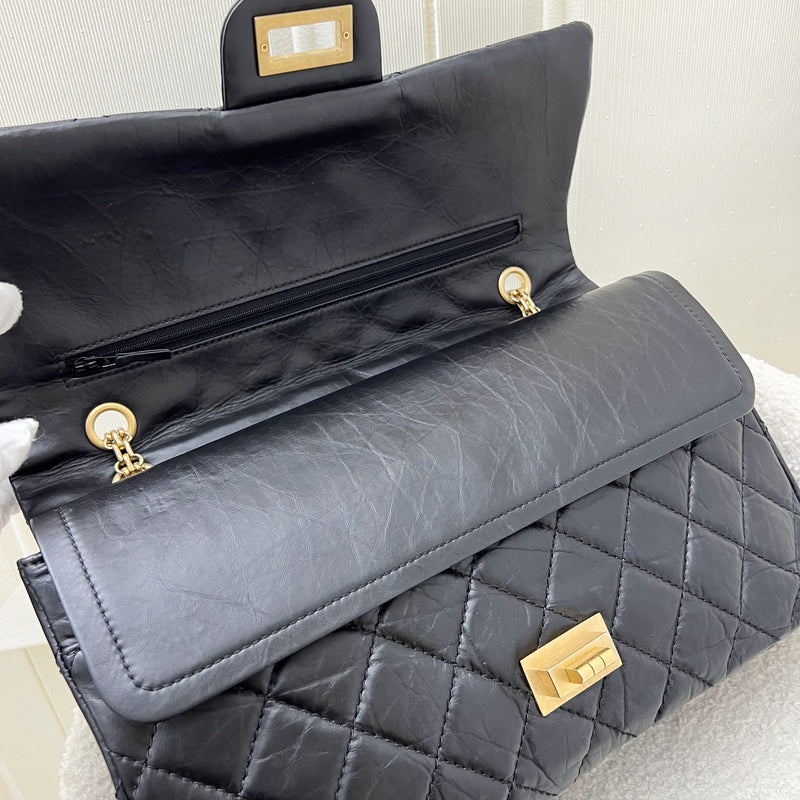 Chanel 2.55 Reissue 227 Flap in Black Distressed Calfskin and GHW