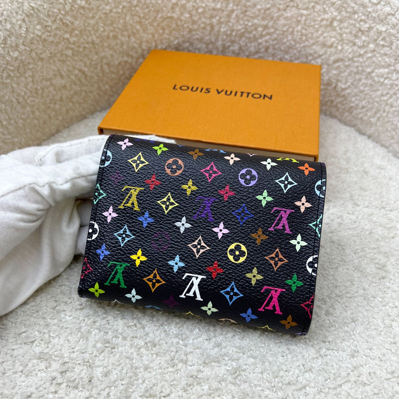 LV x TM Victorine Wallet in Murakami Multicolore Noir Black Monogram Canvas (Model: M14163)