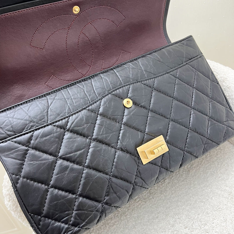 Chanel 2.55 Reissue 227 Flap in Black Distressed Calfskin and GHW