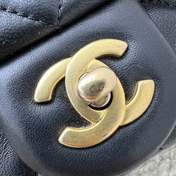 Chanel Pearl Crush Square Mini Flap in Black Lambskin and AGHW