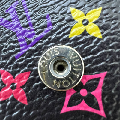 LV x TM Victorine Wallet in Murakami Multicolore Noir Black Monogram Canvas (Model: M14163)