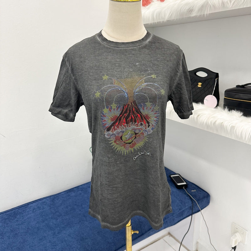 Christian Dior Cut &amp; Sew Women Tee in Grey Sz XS