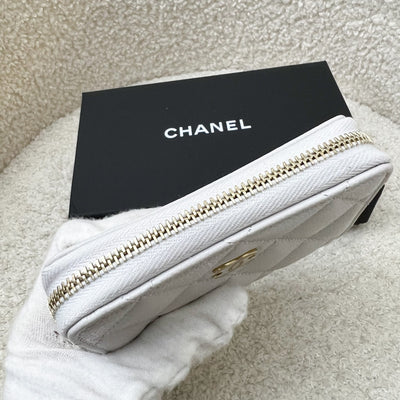 Chanel Classic Zippy Card Holder in Light Grey Caviar and LGHW
