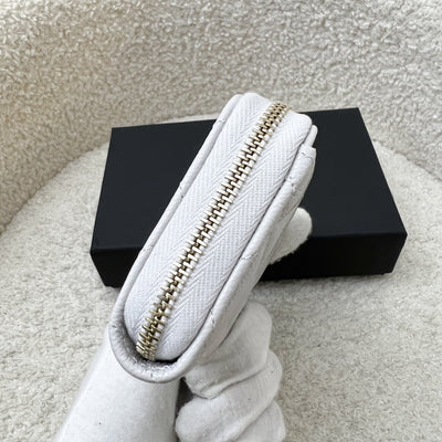 Chanel Classic Zippy Card Holder in Light Grey Caviar and LGHW