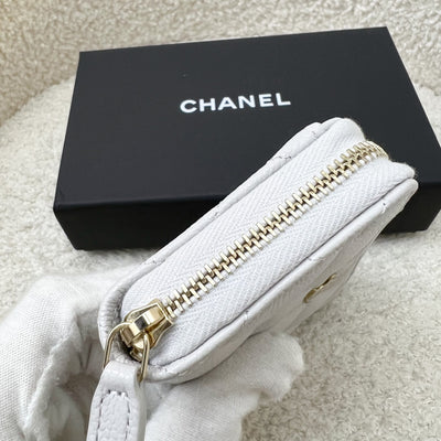 Chanel Classic Zippy Card Holder in Light Grey Caviar and LGHW