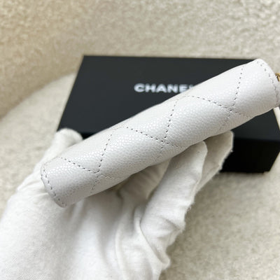 Chanel Classic Zippy Card Holder in Light Grey Caviar and LGHW