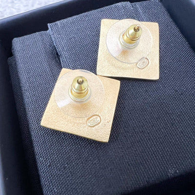 Chanel 24K Square CC Earrings in GHW (Model: ABE656)