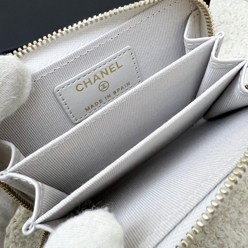 Chanel Classic Zippy Card Holder in Light Grey Caviar and LGHW