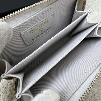 Chanel Classic Zippy Card Holder in Light Grey Caviar and LGHW