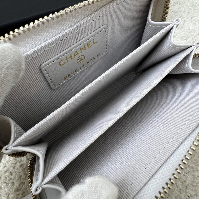 Chanel Classic Zippy Card Holder in Light Grey Caviar and LGHW