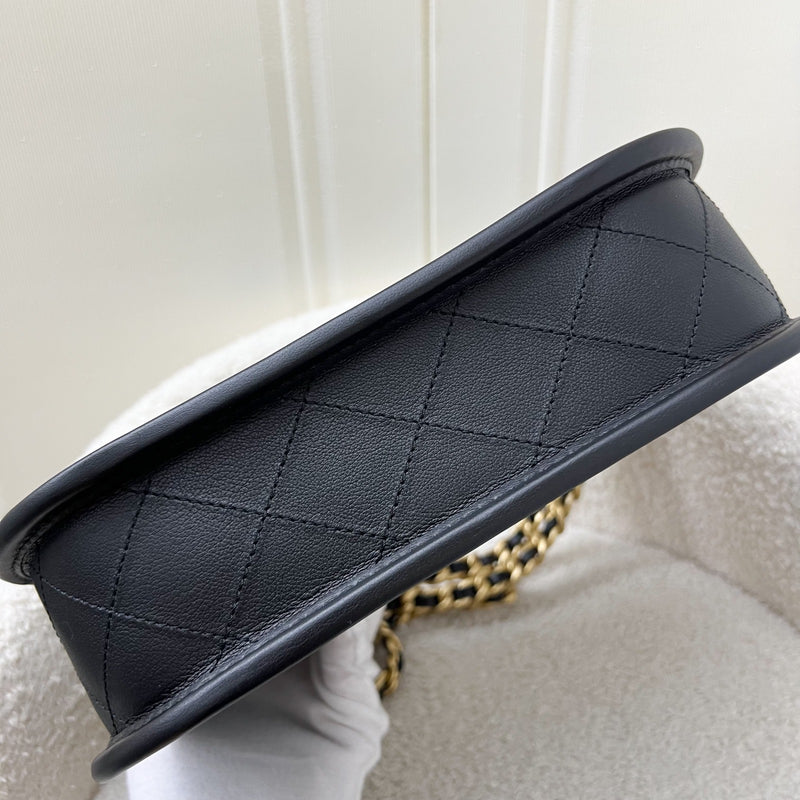 Chanel 24S Seasonal Hobo in Black Calfskin and AGHW