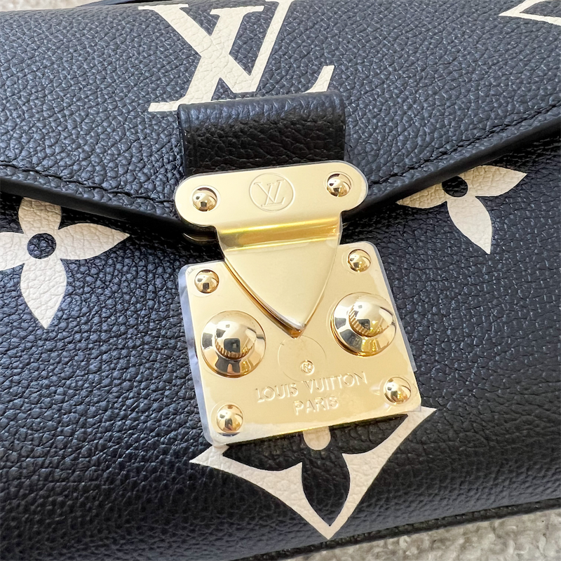 LV Pochette Metis East West in Black and Creme Giant Monogram Empreinte Leather and GHW