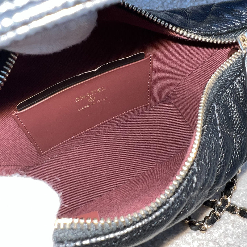 Chanel 25C Quilted Hobo Clutch on Chain in Black Caviar and LGHW (Model: AP4386)