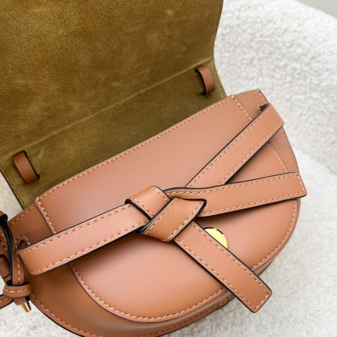 Loewe Gate Dual Mini Bag in Classic Tan Calf Leather, Jacquard and