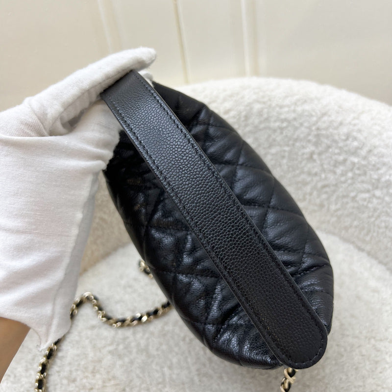 Chanel 25C Quilted Hobo Clutch on Chain in Black Caviar and LGHW (Model: AP4386)