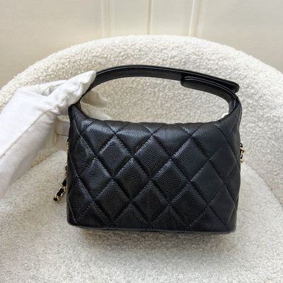 Chanel 25C Quilted Hobo Clutch on Chain in Black Caviar and LGHW (Model: AP4386)