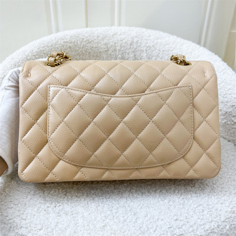 Chanel Small Classic Flap CF in Beige Caviar and GHW