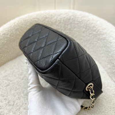Chanel 25C Quilted Hobo Clutch on Chain in Black Caviar and LGHW (Model: AP4386)