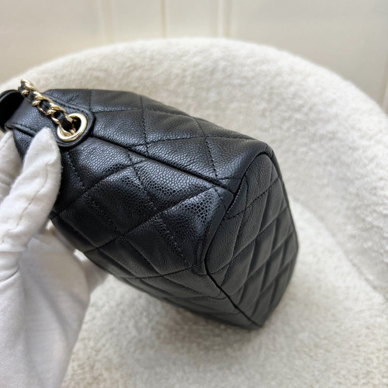 Chanel 25C Quilted Hobo Clutch on Chain in Black Caviar and LGHW (Model: AP4386)