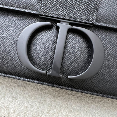 Dior 30 Montaigne Flap Bag in Ultramatte Grained Black Leather and BHW (Model: M9203SBAV, Colour: M989)