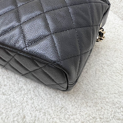 Chanel 25C Quilted Hobo Clutch on Chain in Black Caviar and LGHW (Model: AP4386)