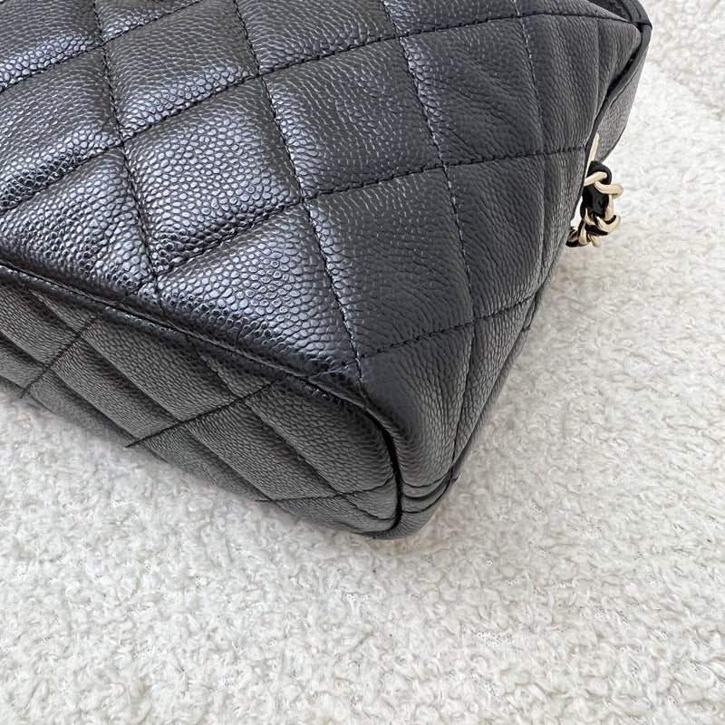 Chanel 25C Quilted Hobo Clutch on Chain in Black Caviar and LGHW (Model: AP4386)