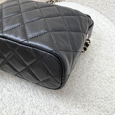 Chanel 25C Quilted Hobo Clutch on Chain in Black Caviar and LGHW (Model: AP4386)