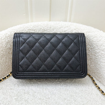 Chanel Boy Wallet on Chain WOC in Black Caviar and AGHW