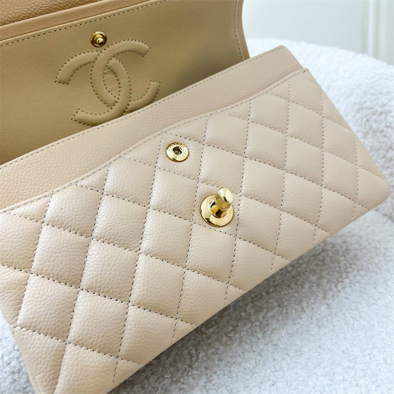 Chanel Small Classic Flap CF in Beige Caviar and GHW