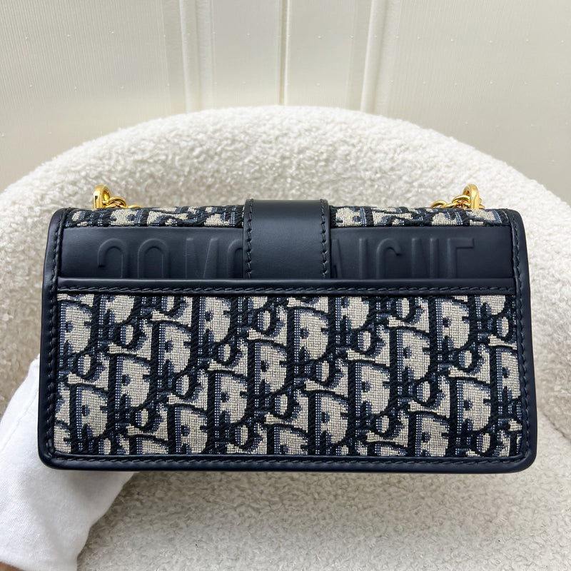 Dior 30 Montaigne East-West Flap Bag in Dark Blue Oblique Canvas and GHW