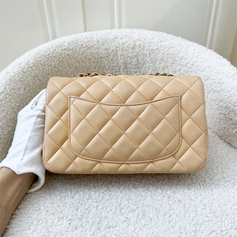 Chanel Classic Mini Rectangle Flap in Beige Stiff Lambskin AGHW